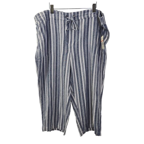 NWT Per Se Linen Blend Striped Capri Pants Size 2X - Picture 1 of 8
